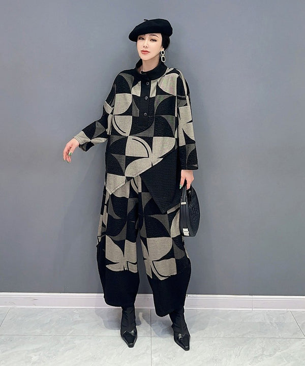 Geometric Pattern Top & Pants Co-ord